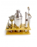 Kit Bartender Inox com Base em Bambu